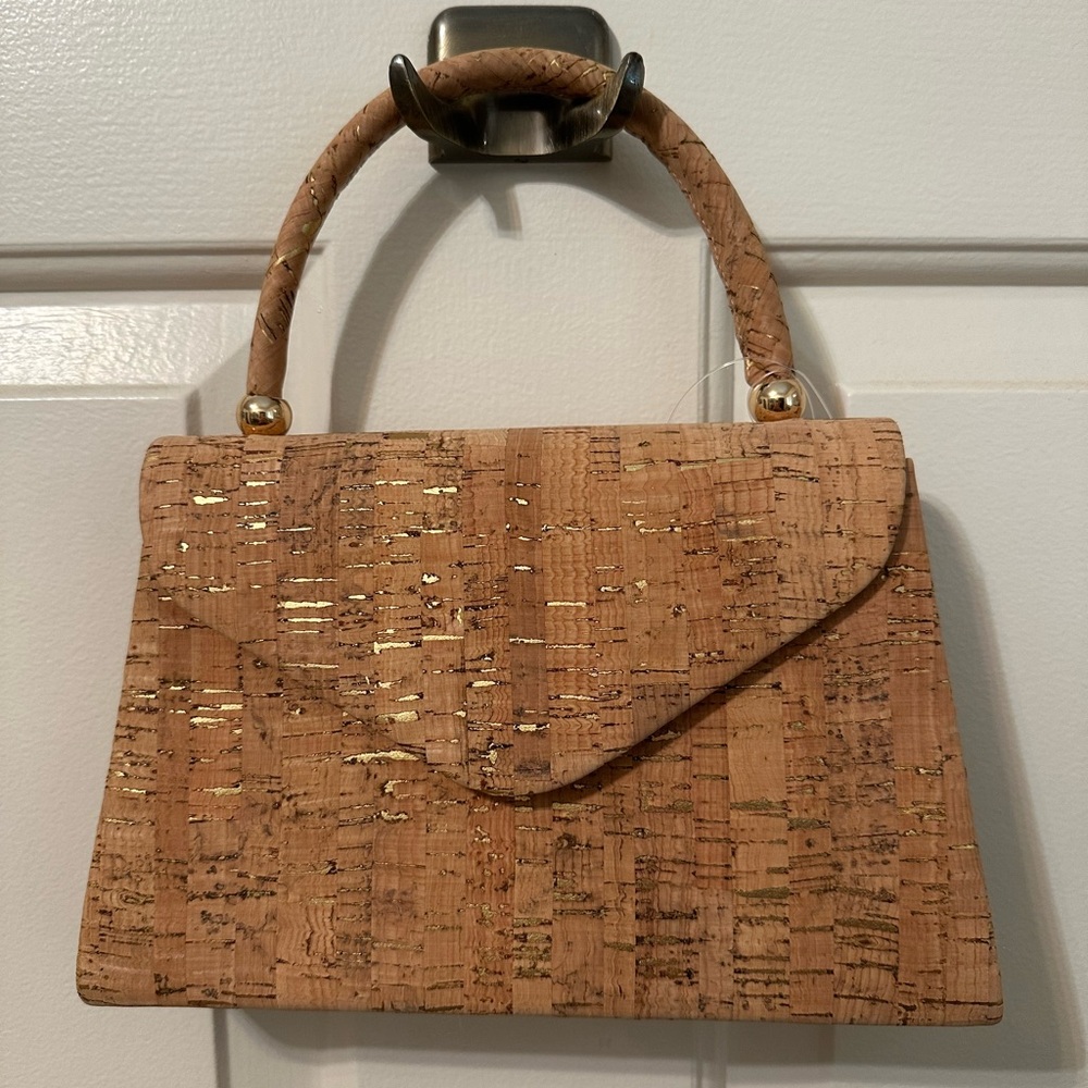 Elegant Tan Handbag with Gold Accents